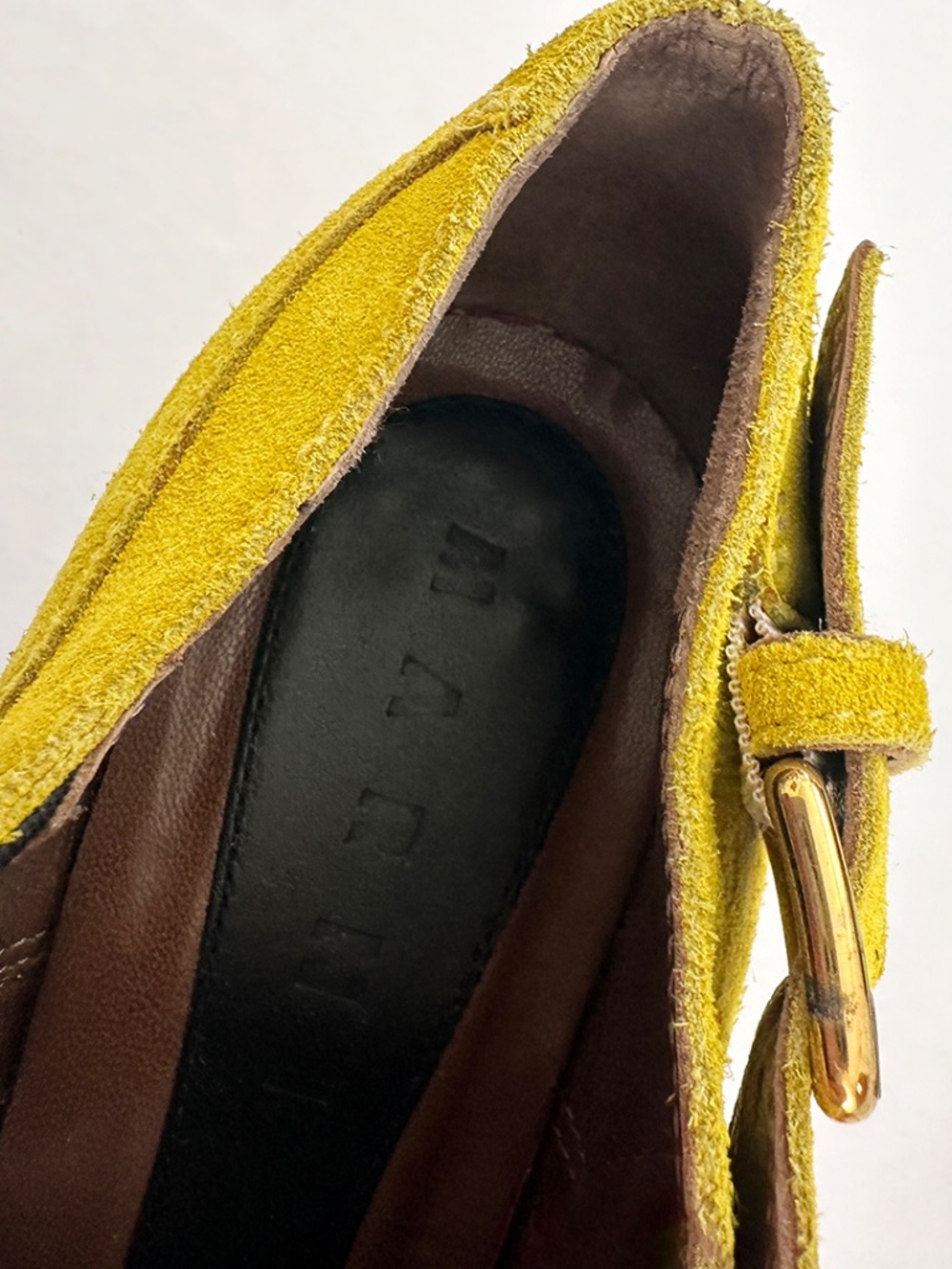 Marni vintage colorblocked yellow suede heels ankle boots 36 6 - Picture 8 of 10